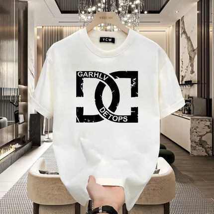 American Retro Casual Loose Fit Cotton Short Sleeve T-Shirt Men's Summer New Style Heavyweight Comfortable Lazy Style Top