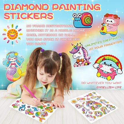 Children's Diamond Painting Sticker Set - DIY Sticker Art Gift - Cartoon Animal Diamond Painting Art Children's Toys