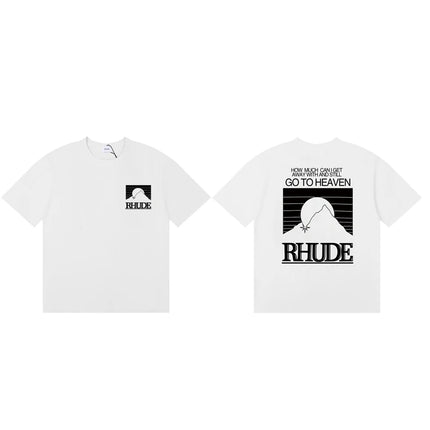 Streetwear Trend Rhude T-shirt Casual Logo Print Short Sleeve Summer Men Women High Quality Cotton Top Tee