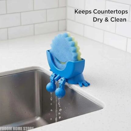 Smiling Sponge Holder with Drain Adjustable Soap and Sponge Drying Rack Kitchen Sink Organizer Storage Rack
