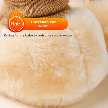 Baby Suede Leather Thick Shoes Infants Winter Plush Warm Booties Fur Girls Booties Unisex Sheepskin Kids Boy Floor First Walkers