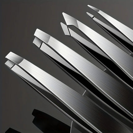 A Four-piece Precision Tweezers set - Professional Stainless Steel Eyebrow Tweezers, Multi-purpose Eyebrow Trimmers