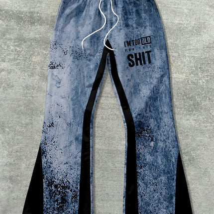 Y2k Flared Pants Men Loose 3D Casual Sweatpant Mid Waist Sporty Female Clothe Streetwear Hip Hop Vintage Artistic Graffiti Pants