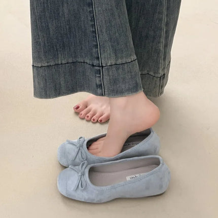 Spring Autumn Internal Elevation Women Mary Jane Shoes Ladies Outdoor Comfort Slip On Women's Butterfly-knot Ballet Shoes