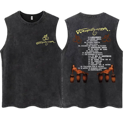 Wash KAROL G 2025 New Album Tropicoqueta Tank Tops Men Women Aesthetic T Shirt Casual Oversized 100% Cotton Sleeveless T Shirts