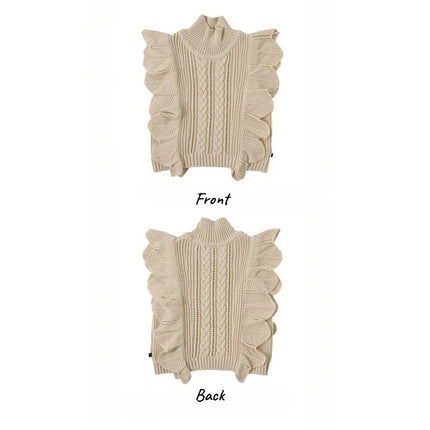 2025 Autumn Winter New Girls Fungus Edge High Neck Vest  Pure Cotton Soft Knitted Vest Warm Soft and Comfortable Baby Clothing