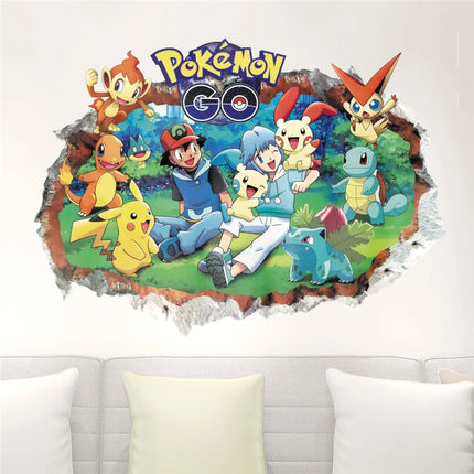 Cartoon Pokémon Pikachu Wall Sticker For Kids Room Living Room Bedroom Wall Decoration Kids Gifts Door Sticker  Cute Posters