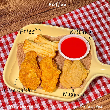 Crispy Chicken Combo Food-grade Silicone Squishy Toy, Handmade Taba Squishy, Soft Adhesive Slow Rebound, Crunch, Fries, Nuggets