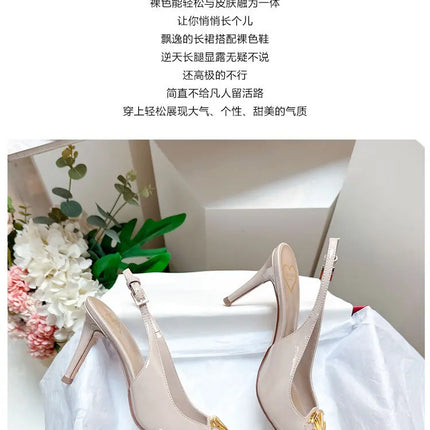 Women's pointed high-heeled sandals for women's summer 2025 new style pointed high-heeled shoes with metal buckle single shoes
