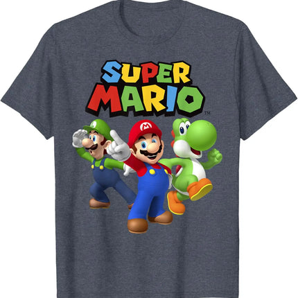 Super Mario & Luigi & Yoshi graphic unisex 100%cotton shirt,2026 summer New Men vintage fashion O-neck Japanese Harajuku T-shirt