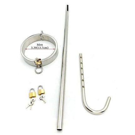 Stainless Steel Collar Slave Forced Posture Body Harness Hook Restraint BDSM Ball Plug Bondage Anal Plug Sex Toys for Men Women