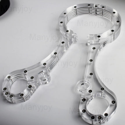 Luxury Clear Crystal Pillory Cangue Collar Neck Ring Oval Handcuffs Wrist Restraint Lock Bondage Yoke Sex Toy for Men Women