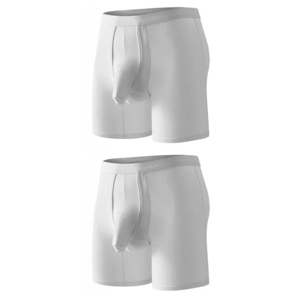 2PCS Mens Long Legs Underwear Separate Ball Pouch Breathable Comfort Sport Seamless Boxer Trunks Shorts Calzoncillo Hombre