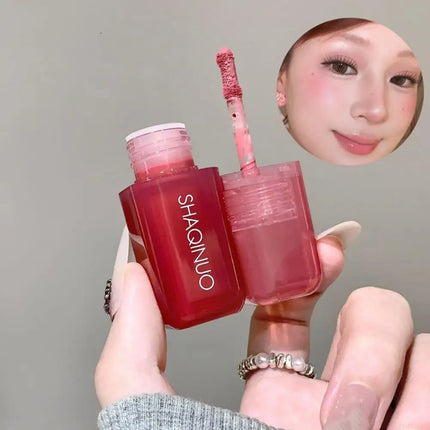 Peach Pink Blush Liquid Moisturizing Smooth Long Lasting Non Fading Facial Contouring Brightening Essential Natural Makeup