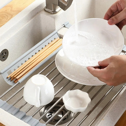 Stainless Sink Drainer Holder Portable Drying Plate Rack Foldable Dish Drainer Shelf Vegetable Food Basket Kitchen Organizer