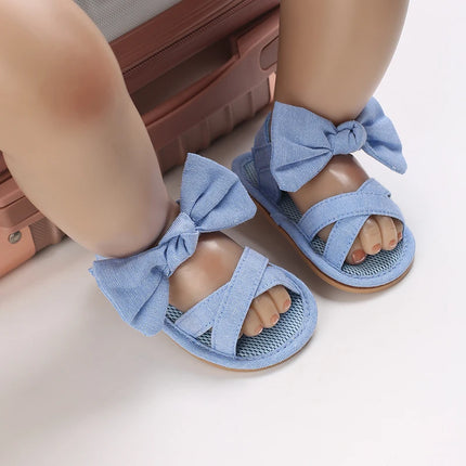 0-18 months cute baby shoes summer small fresh blue bow princess shoes sandals soft and comfortable soles slip walking shoes
