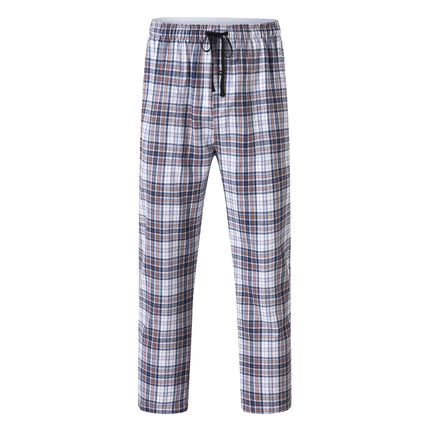 3Pcs Men's 100% Cotton Plaid Pajama Sleeping Pants, Long Plaid Print Sleepwear Pajama Pants with Elastic Waist Homewear