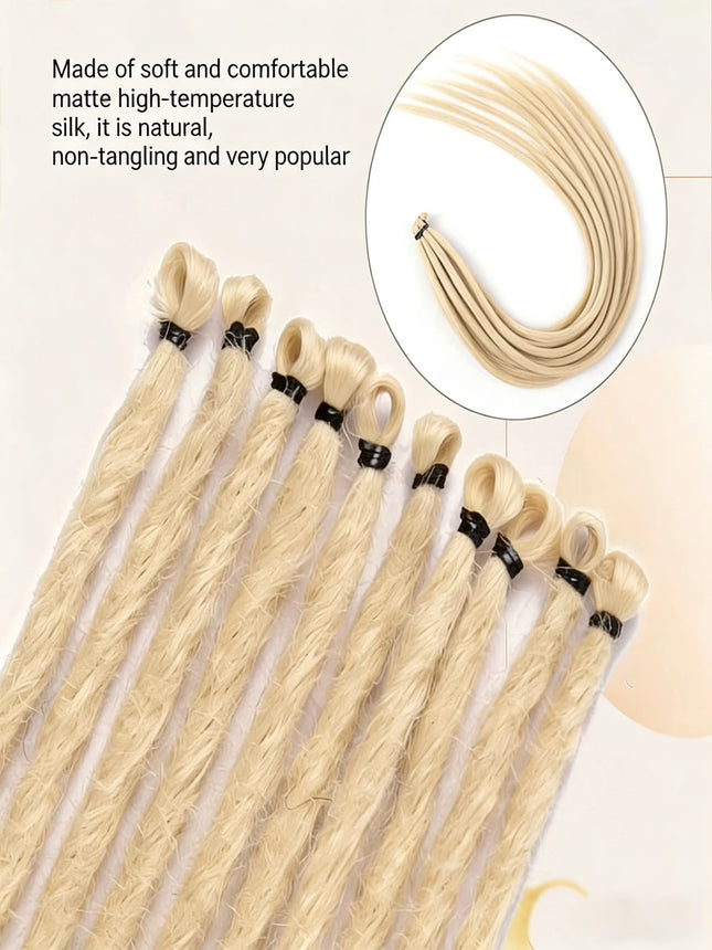 24 Inch Handmade Crochet Synthetic Fiber Hair Extensions, Soft Dreadlock Style, African Hip Hop Look, Suitable for Daily Wear.