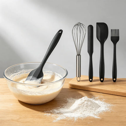 5pcs Silicone Spatula & Baking Utensil Set Pastry Brush & Icing Spatula, Non-Stick Kitchen Gadgets for Baking, Cooking, and BBQ