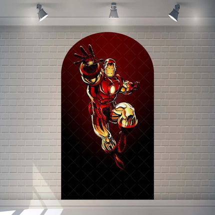 Arched Iron Man children's birthday party gift decoration elastic background props customizable superhero room decoration poster