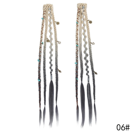 Synthetic Fiber Handmade Mixed-Color BB Clip-in Box Braid Hairpiece Extension 16/20inch 2 PCS Braiding Hair Ponytail Extensions