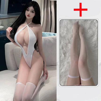 Lingerie Hanging neck cross deep v exposed breast tight jumpsuit sexy. items sexy lingеrie set fetish women fancy underwear 18