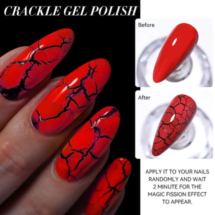 7ml Crackle Gel Nail Polish Cracking Nail Gel Quick Dry Nail Art Varnishes Hybrid Semi Permanent Soak Off Base Top Coat tool