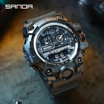 SANDA G style New Men's Watch 50M Waterproof Sports Military Quartz Watch For Male Electron Digital Wristwatch Reloj De Hombre