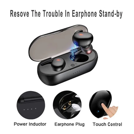 TWS Bluetooth earbuds Earphones Wireless headphones Touch Control Sports Earbuds Microphones Music Headset