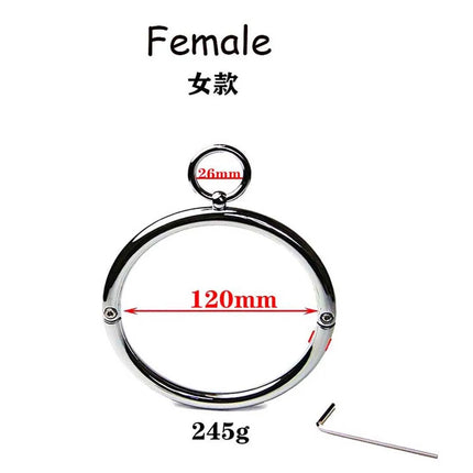 Metal Lockable Neck Cuff O-Ring Collar Choker Posture Bondage Choker Restraint BDSM Sex Toys for Women Adult Roleplay