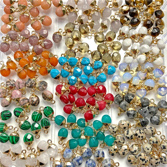 5pcs 6x10MM Faceted Natural Stone Oval Pendant Charm Pendant for DIY Jewelry Making Necklace Earrings Gem Accessory Wholesale