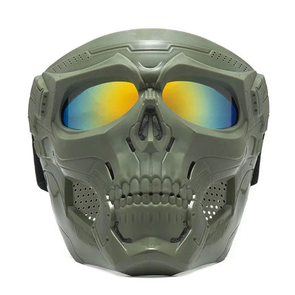 Cycling Colorful Goggles Motorcycle Skull Mask Riding Windproof Full Face Mask Paintball Game Tactical Protective Helmet Mask