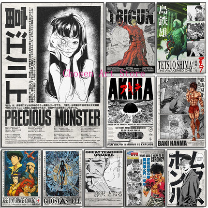 90s Japanese Classic Anime Series Retro Poster Print Canvas Art Pictures Home for Living Room and Bedroom Wall Modern Decor