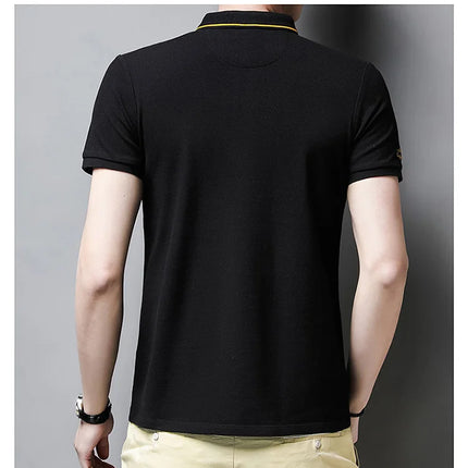 Summer New Men's Embroidered Polo Collar 100% Cotton Short-Sleeved Polo Shirt Fashion Solid Color Casual Top T-shirt M-4XL