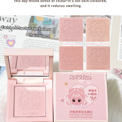 4-in-1 Embossed Matte Blush Makeup Palette Nude Eyeshadow Cheek Blusher Contouring Four-layer All-in-one Box Brightening Makeup