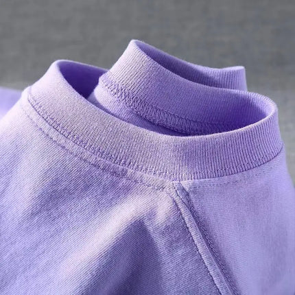Men's and Women's T-shirts 300G Heavy Gray-purple Round Neck Short-sleeved T-shirts Women's Basic Pure Cotton Simple