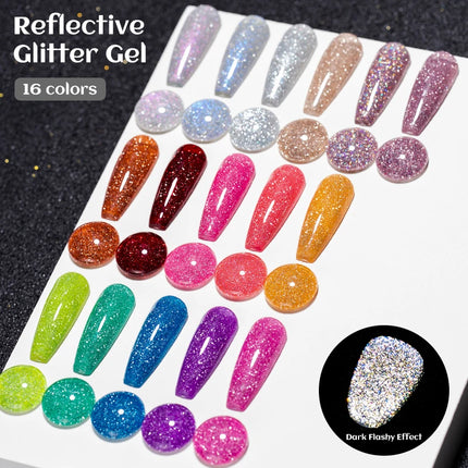 Red Reflective Glitter Gel Nail Polish Sparkling Glitter Flashy Semi-permanent Soak Off Nail Art UV Gel Varnish Nail Supplies