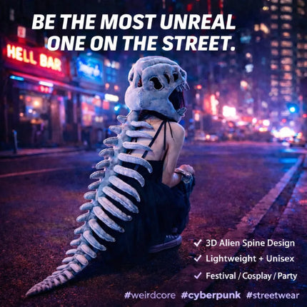 T Rex Dinosaur Skeleton Plush Hat Funny Wearable Skull Cap Full Spine Cosplay Costume Novelty Party Hat Halloween Gift Boys Girl