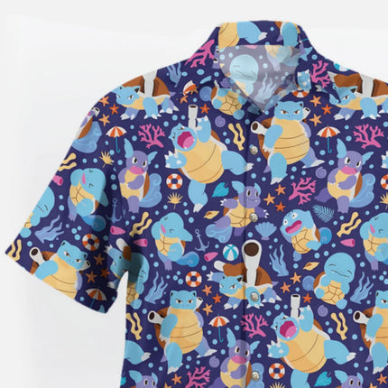 2026 Blastoise Ocean Pattern Pokémon Hawaiian Shirt Pokémon graphic T-shirt Summer Men's T-Shirt Kid's Clothing Tee Y2k Woman