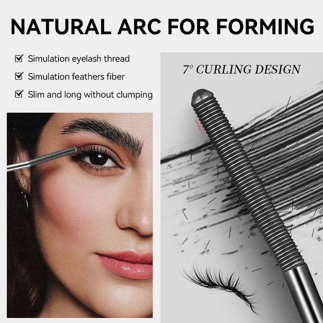 Waterproof Metallic Tube Mascara Black Silk Fiber Long Curling Non-Clumping Eyelash Extensions Spiral Makeup for Eyes
