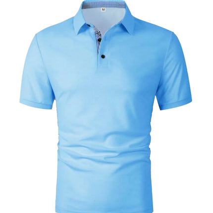 Men's Casual Summer Short-Sleeved Polo Shirt Fashionable Business T-Shirt Classic Solid Color Sports Golf Polo Shirt