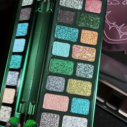 16-Color Sparkling Diamond Eyeshadow Palette-High Pigments,Metallic & Pearl Finishes,Versatile Face and Eye Makeup Kit, Matte