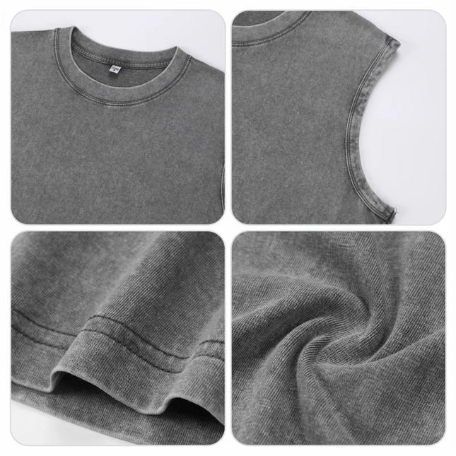 Customized Vest Free Printing Logo Images Vintage Washed T-shirts Waistcoat Clothes 100% Cotton Cultural Shirts Singlet Tank Top
