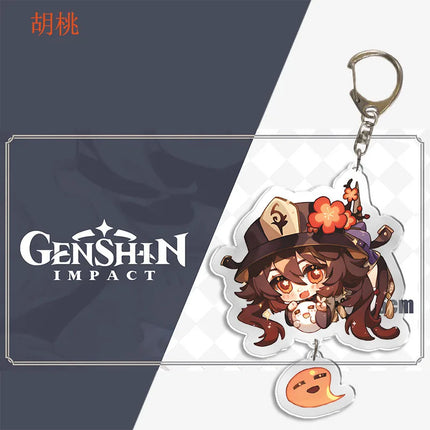 Genshin Impact Keychain Pendant ZhongLi Klee Raiden Shogun Xiao Wendi LingHua Car keyring Women Bag Charms Anime Game key chains