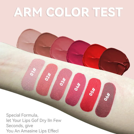 6 Colors Nude Matte Lip Gloss Waterproof Lasting Lipstick Not Fading Sexy Nude Red Pink Velvet Liquid Lipsticks Makeup Cosmetic