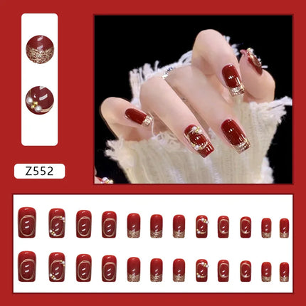 White Camellia 24 Pcs Press on Nails Pink Nail polish Glossy Artificial Finger Manicure Reusable False Nails