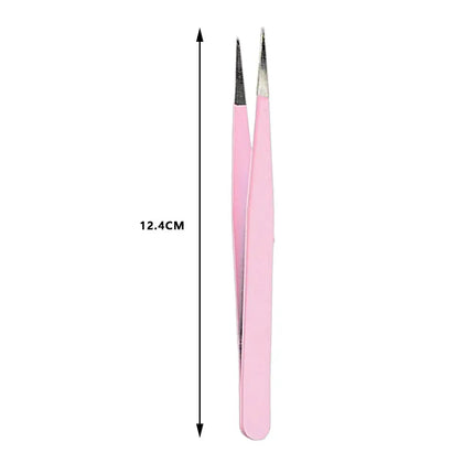 1/2PC Stainless Steel Straight Curved Colored Tweezer for Nail Art Sticker Rhinestone Picking Tool Makeup False Eyelash DIY Tool