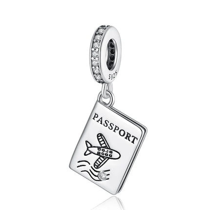 925 Sterling Silver Travel Passport Trunk Charms Fit Original Bracelet Diy Airplane Earth Beads for Jewelry Making Gift
