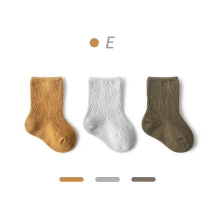 3 Pairs Baby Girl Boy Socks Toddler Cotton Baby Winter Clothes Accessories Pure Color Combed Cotton Baby Kids Socks for Autumn