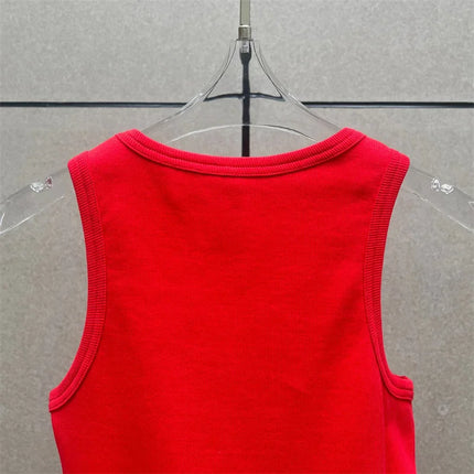 Women's t-shirts New twisted flower knotted sleeveless top for summer 2025 Elastic slim pure cotton women's vest corset crop top
